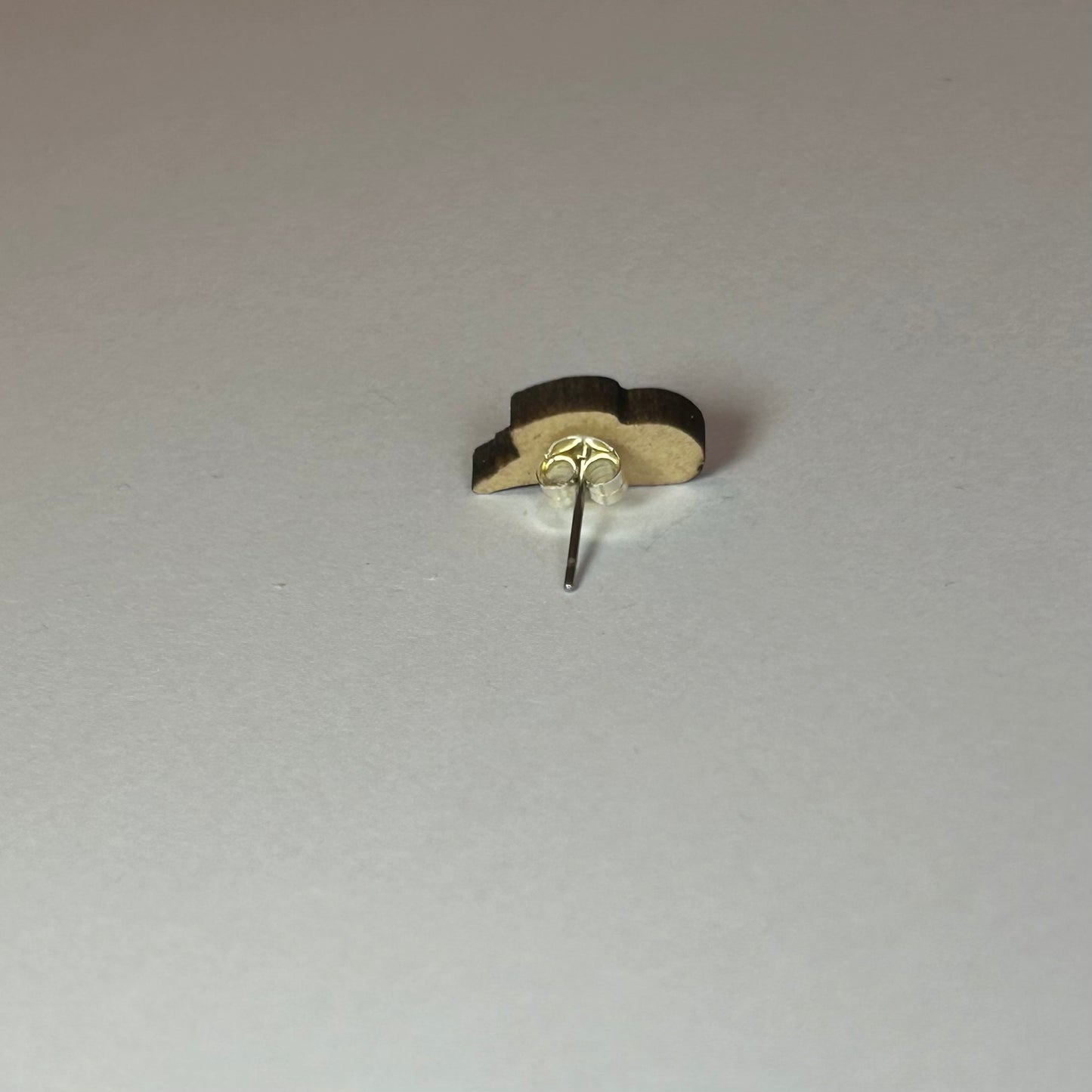 Cowboy Hat Wood Backed Earrings - Brown & White