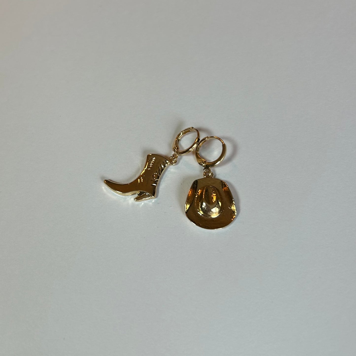 Cowboy Boot & Hat Earrings 18K Gold Plated