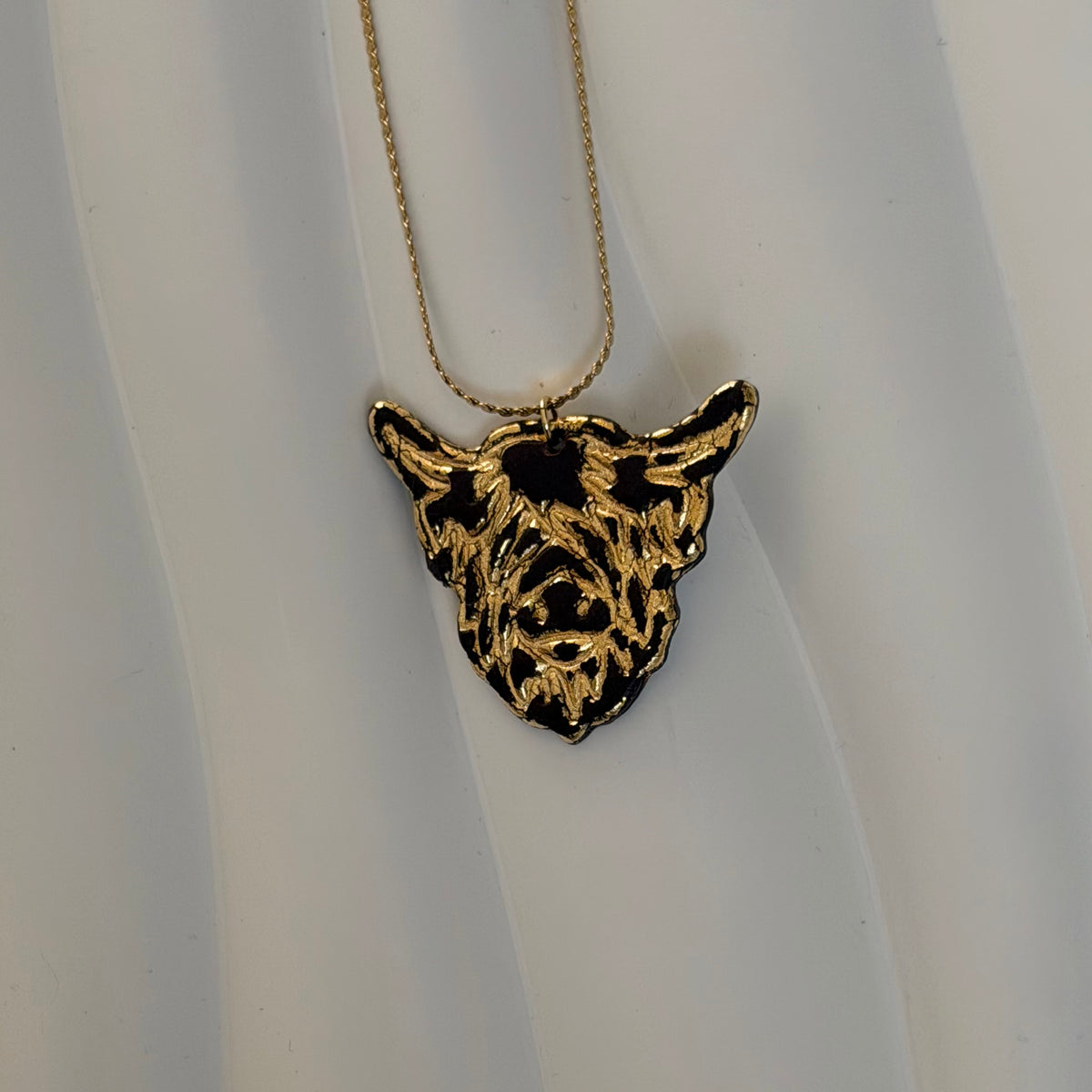 Della Stainless Steel Brown Highland Cow Handmade Necklace