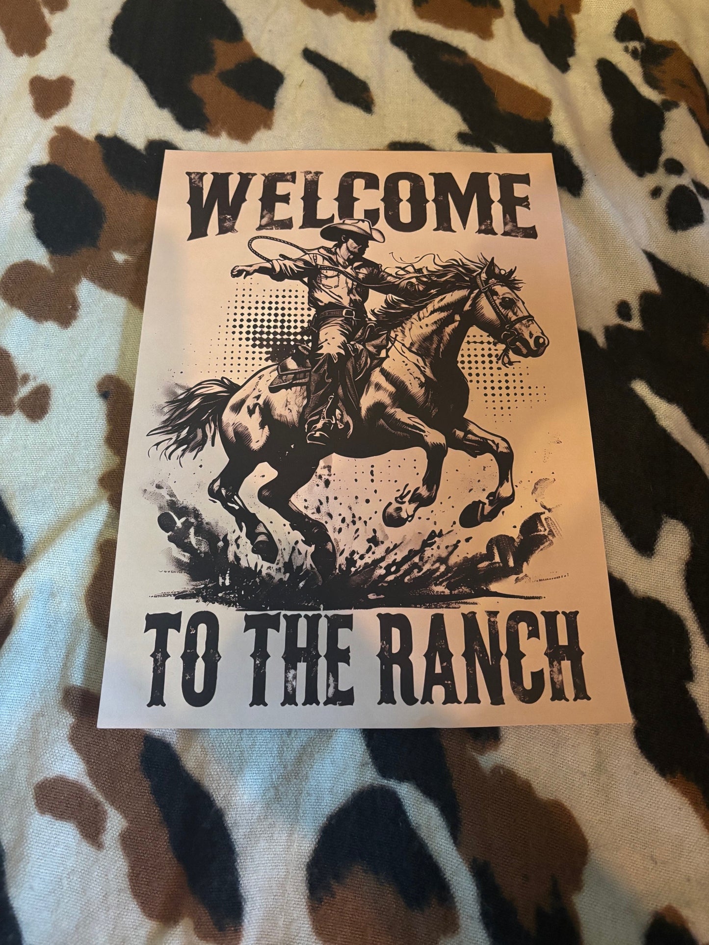 A4 Unframed Printed Card Decorative Picture Cowboy Welcome To The Ranch