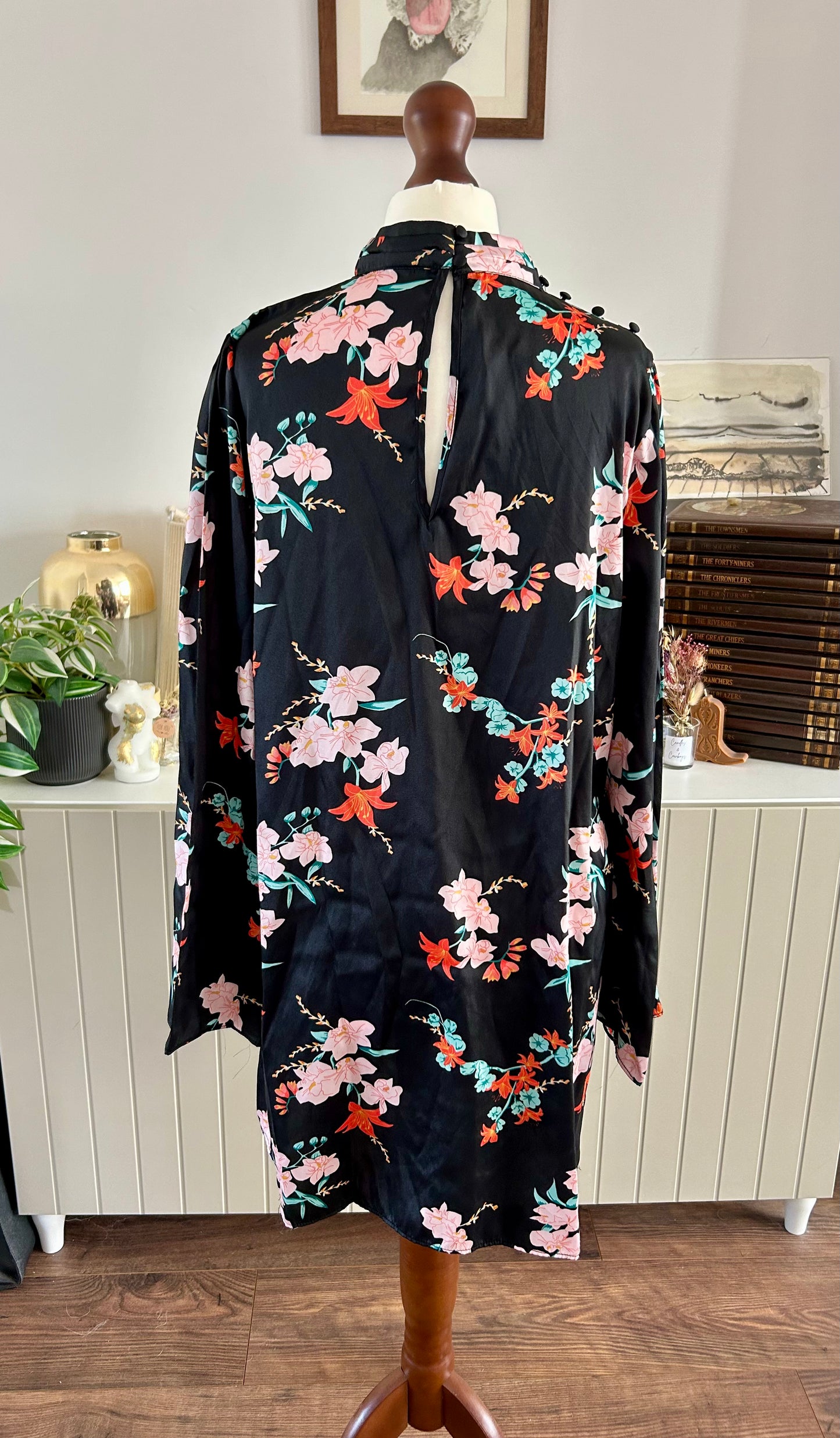 River Island Black Floral Dress Size 14