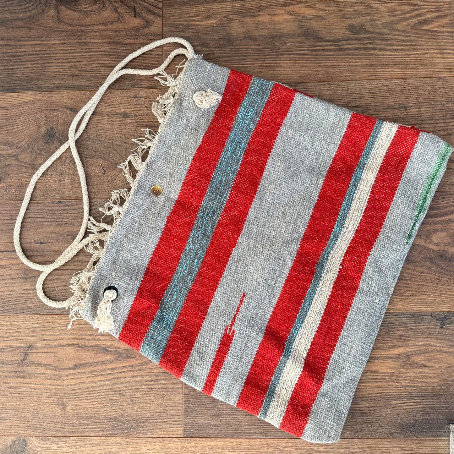 J L Maud Handmade Blue & Red Large Beach Bag