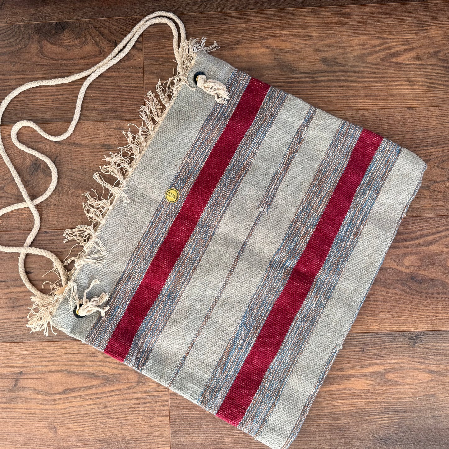 J L Maud Handmade Blue & Red Large Beach Bag