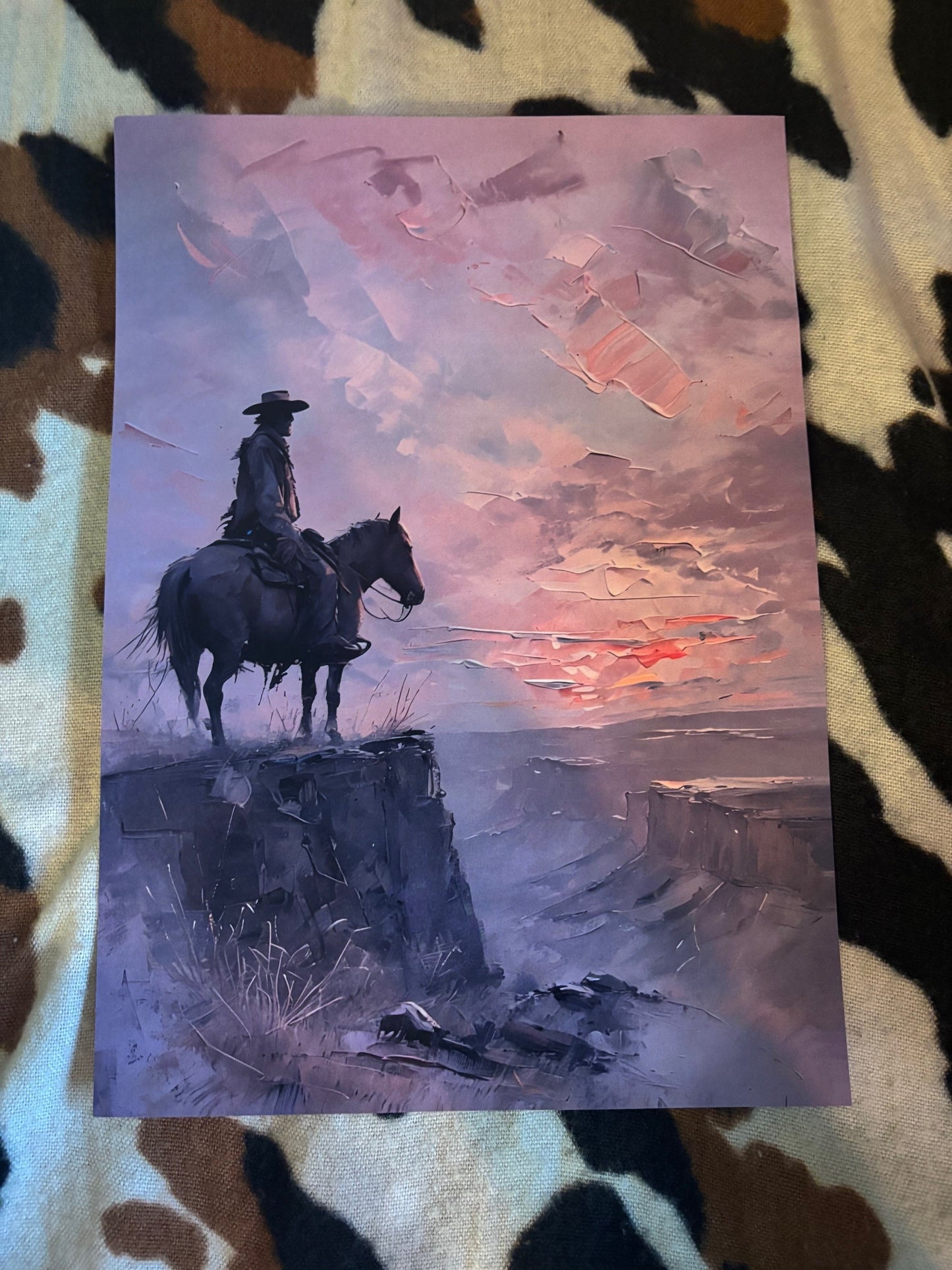 A4 Unframed Printed Card Decorative Picture Pastel Cowboy
