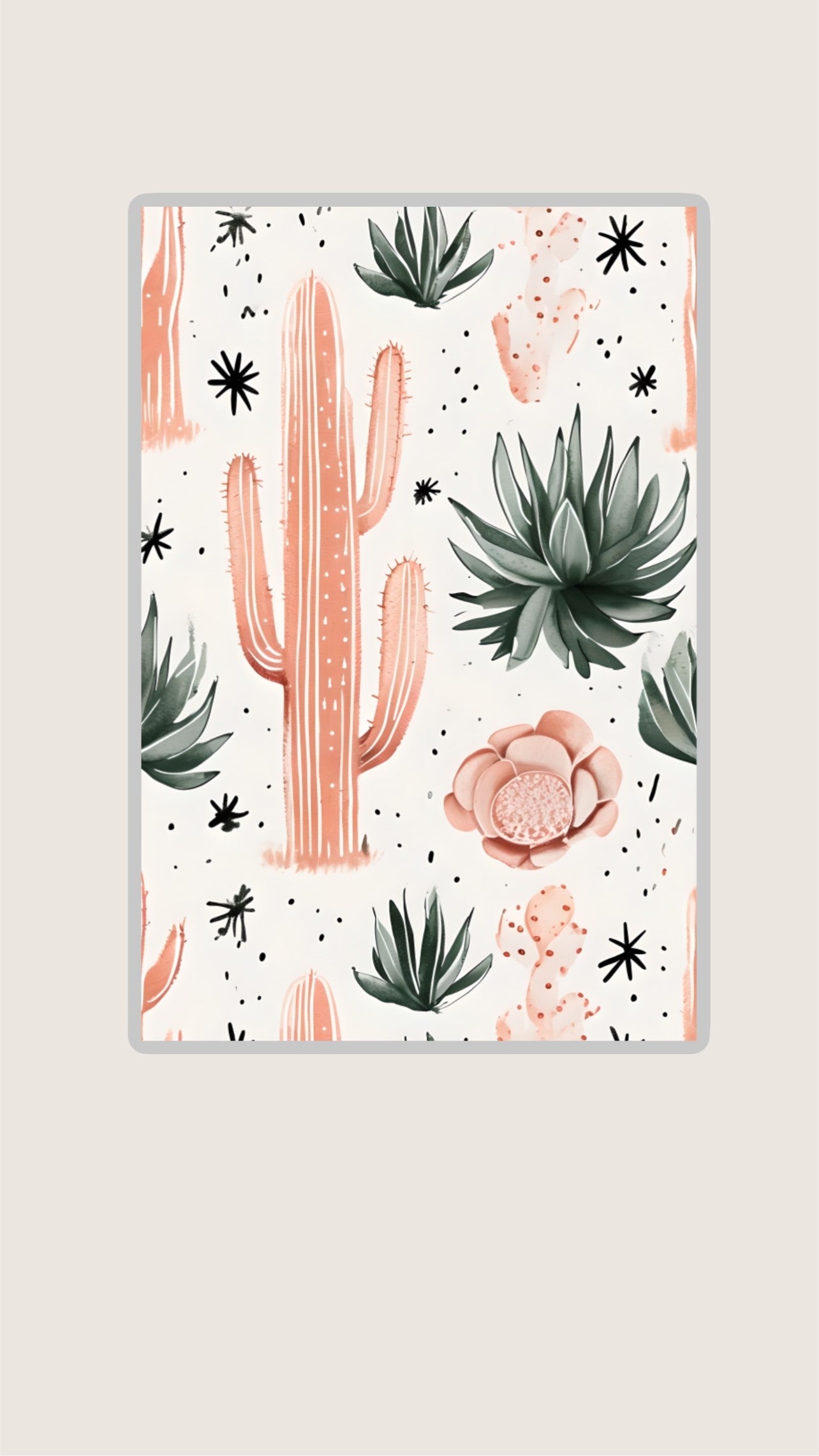 A3 Unframed Printed Card Decorative Picture Peach Cactus