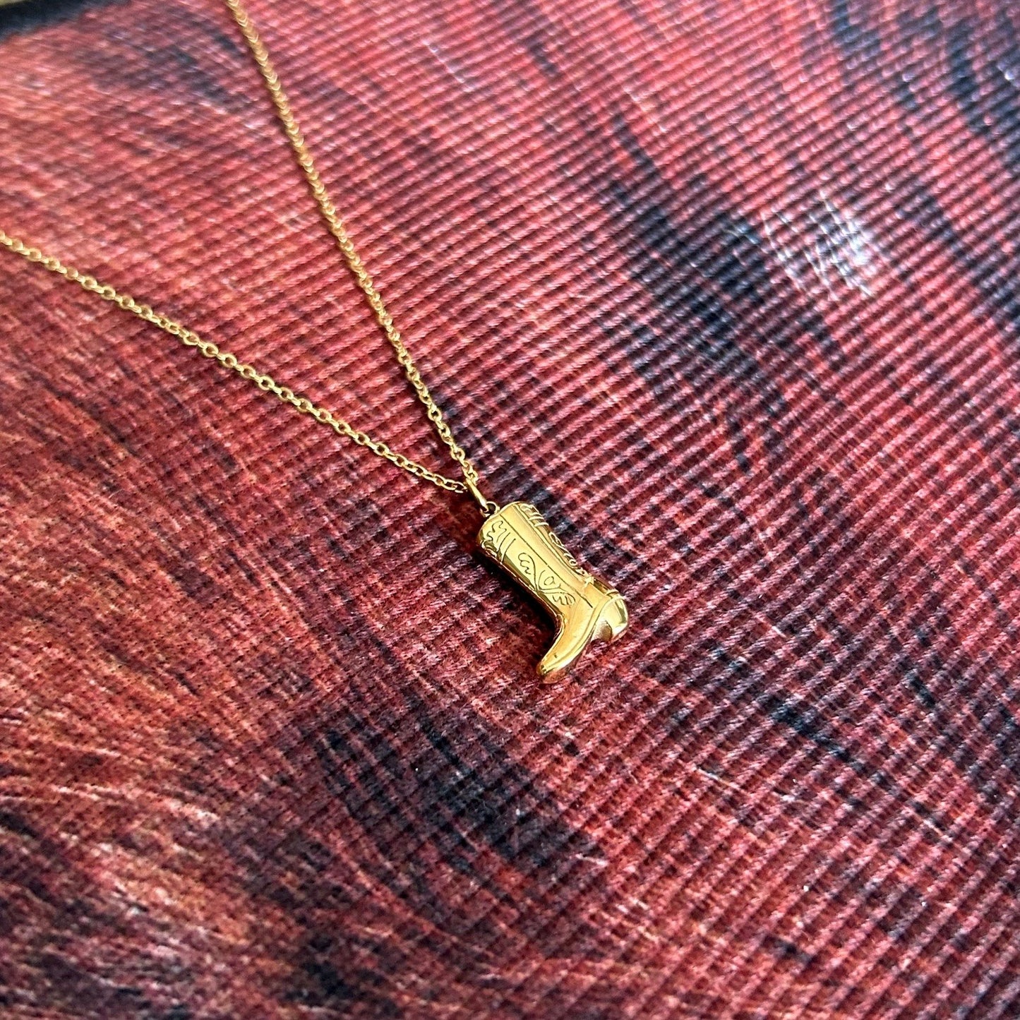 Cowboy Boot Necklace 18K Gold Plated