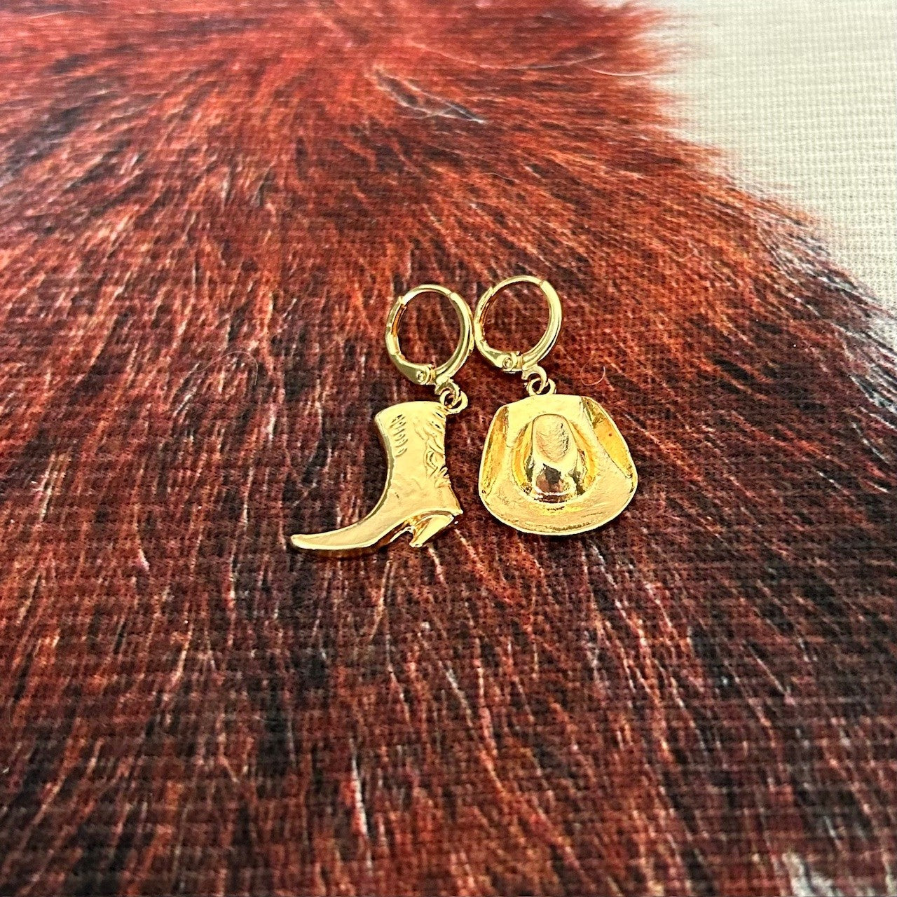 Cowboy Boot & Hat Earrings 18K Gold Plated