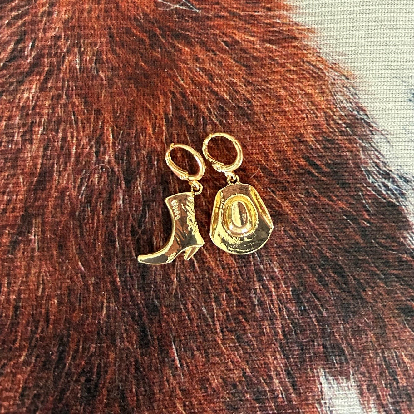 Cowboy Boot & Hat Earrings 18K Gold Plated