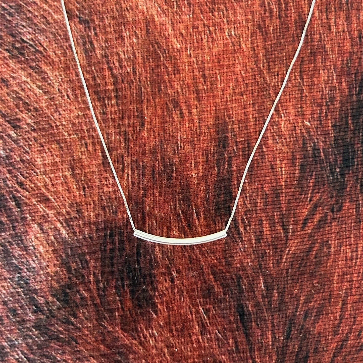 Silver Curved Bar Necklace