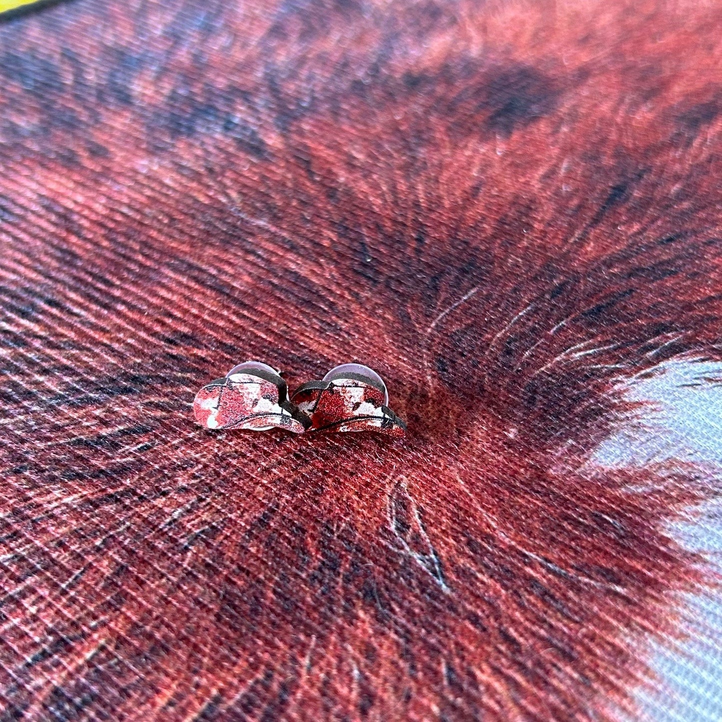 Cowboy Hat Wood Backed Earrings - Brown & White