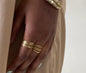 Textured Brass Wrap Ring Duo – Gold/Silver Adjustable Boho Statement Rings.