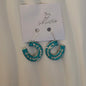 Clementine Silver Plated Hoops Teal Horseshoe Handmade Earrings