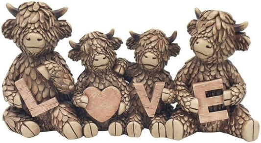 Lesser & Pavey Hughie Highland Cows Love Figurine For Home & Office | Home Decor Ornaments Gift For Women & Men | Beautiful Figurine For Indoor & Outdoor | Living Room Decor Ornaments