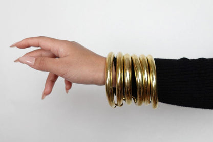 Bold Boho Brass Bangles - Classic wide bangles.