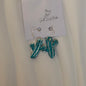 Azalia Silver Plated Hoops Teal Cowboy Boot Handmade Earrings