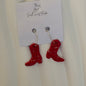 Azalia Silver Plated Hoops Red Cowboy Boot Handmade Earrings