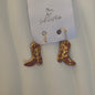 Azalia Gold Plated Hoops Pink Cowboy Boot Handmade Earrings