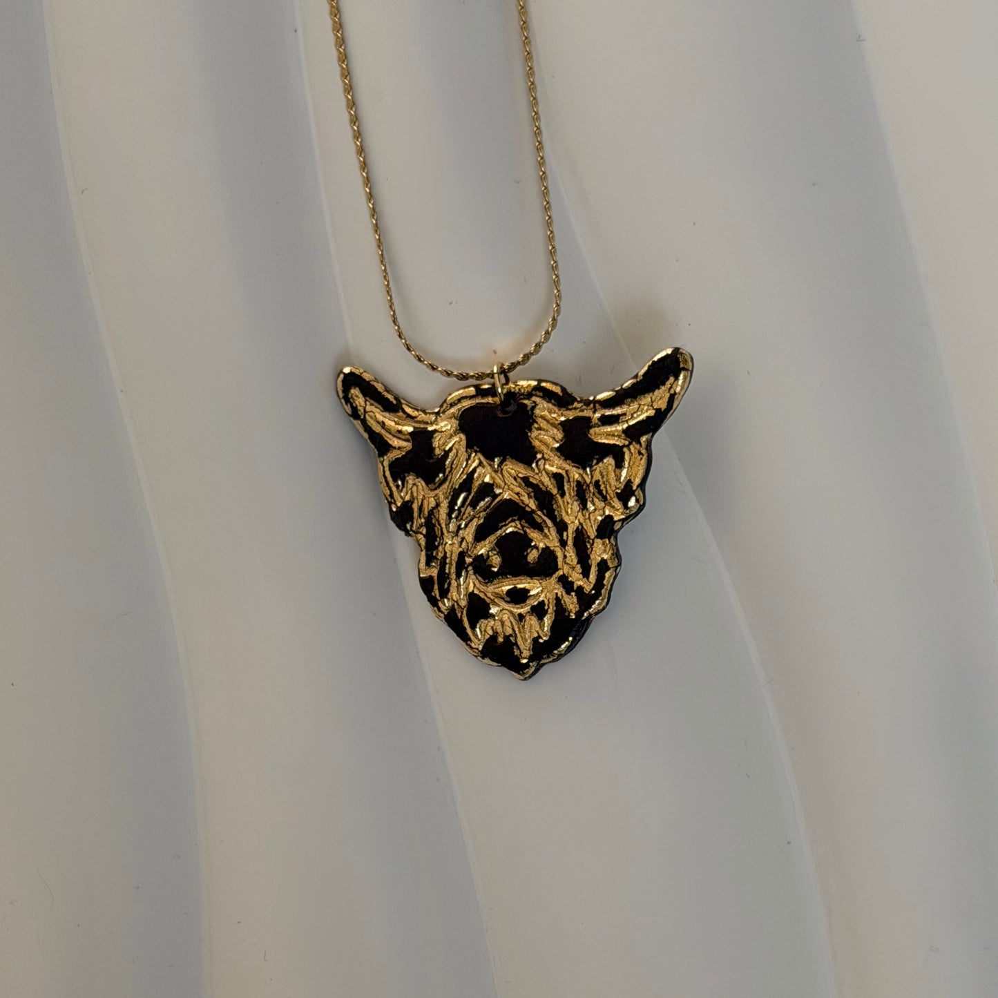 Della Stainless Steel Brown Highland Cow Handmade Necklace