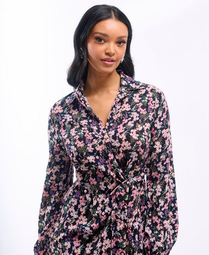 Black Floral Shirt Dress