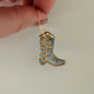 18K Gold Plated Hoop Blue & Gold Cowboy Boot Handmade Earrings