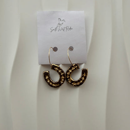 Beatrice Gold Plated Hoops Brown Cactus Handmade Earrings
