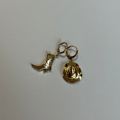 Cowboy Boot & Hat Earrings 18K Gold Plated