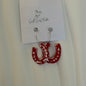 Clementine Silver Plated Hoops Red Horseshoe Handmade Earrings