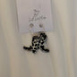 Azalia Silver Plated Hoops Black Cowboy Boot Handmade Earrings
