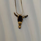 Elsie Stainless Steel Brown Cow Skull Handmade Necklace