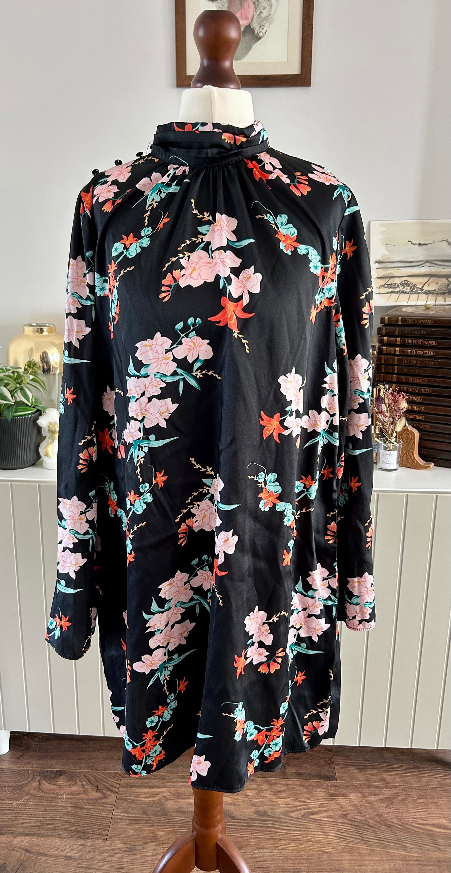 River Island Black Floral Dress Size 14
