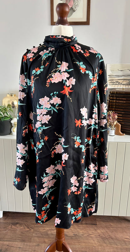 River Island Black Floral Dress Size 14