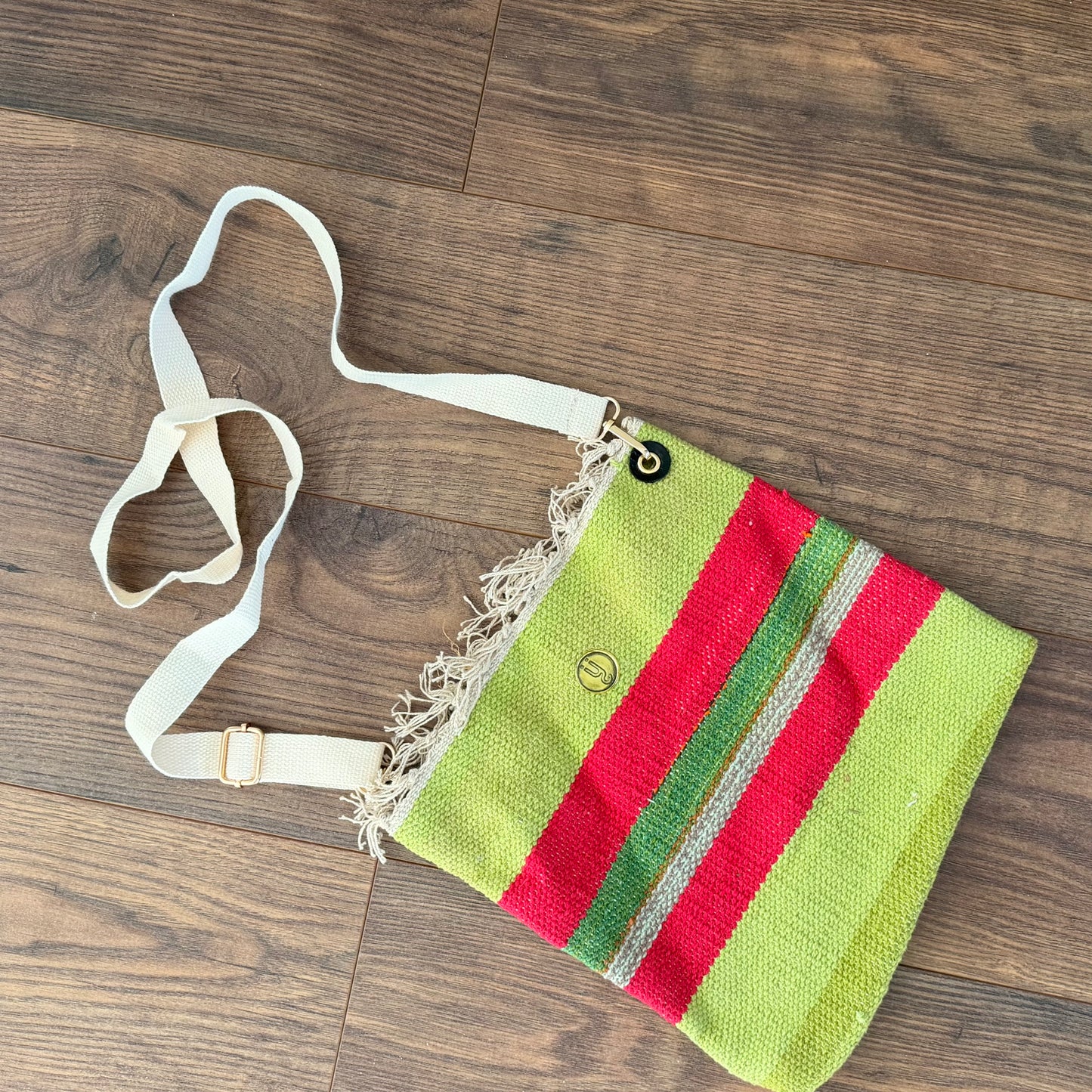 J L Maud Handmade Green & Red Shoulder Bag