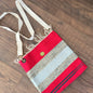 J L Maud Handmade Red & Grey Shoulder Bag