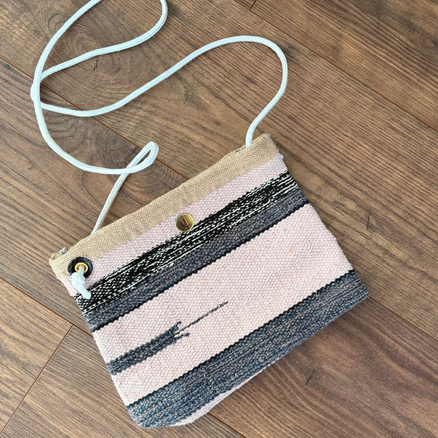 J L Maud Handmade Pink & Blue Shoulder Purse