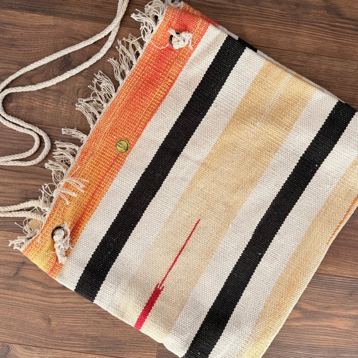 J L Maud Handmade Orange & Sand Large Beach Bag