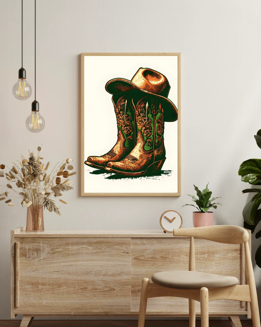 A4 Unframed Printed Card Decorative Picture Cowboy Boots
