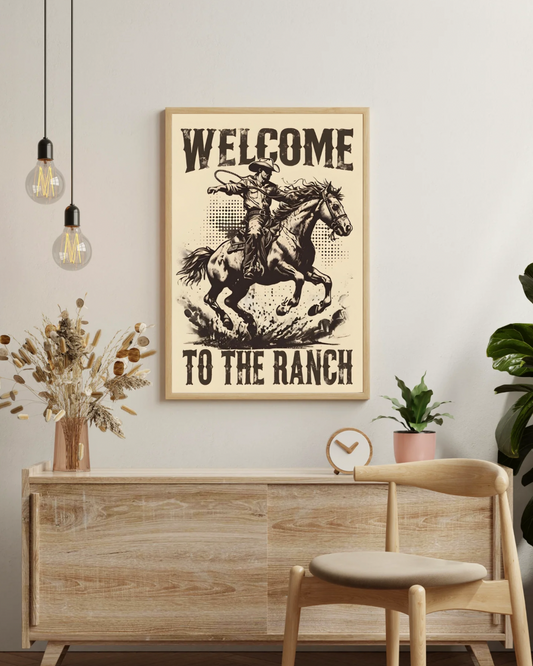 A4 Unframed Printed Card Decorative Picture Cowboy Welcome To The Ranch