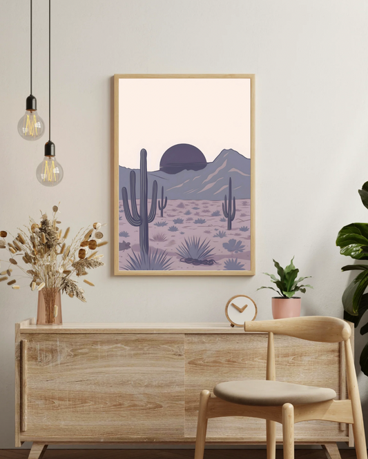 A4 Unframed Printed Card Decorative Picture Purple Sunset