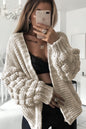 Bubble Sleeves Stylish Knitted Cardigan