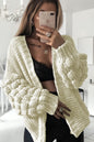 Bubble Sleeves Stylish Knitted Cardigan