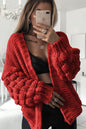 Bubble Sleeves Stylish Knitted Cardigan