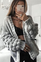 Bubble Sleeves Stylish Knitted Cardigan