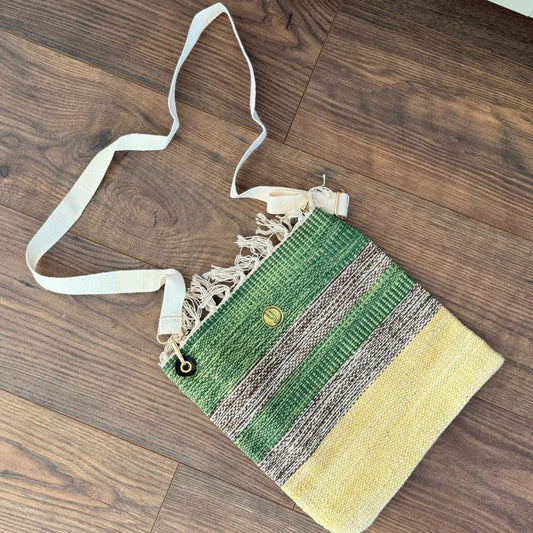 J L Maud Handmade Green & Sand Shoulder Bag