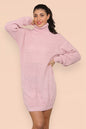 Polo Roll Neck Over Sized Ribbed Knitted Florescent Chunky Sweater Jumper Dress