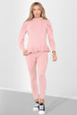 Puff Sleeves Set Frill Hem Peplum Ribbed Lounge Wear Suit