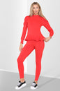 Puff Sleeves Set Frill Hem Peplum Ribbed Lounge Wear Suit