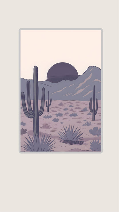 A4 Unframed Printed Card Decorative Picture Purple Sunset