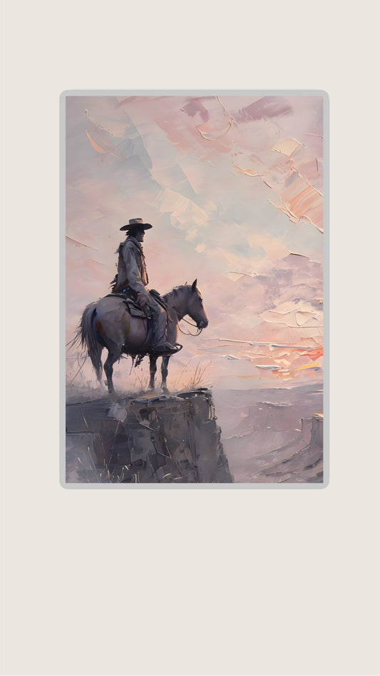A3 Unframed Printed Card Decorative Picture Pastel Cowboy
