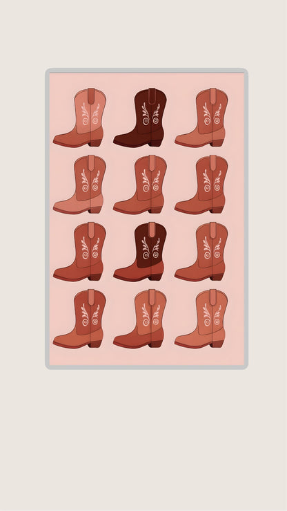 A3 Unframed Printed Card Decorative Picture Pink Cowboy Boots