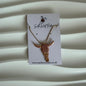 Stainless Steel Gold Pink Cow Skull Handmade Necklace